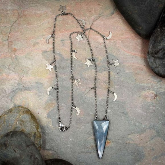 Labradorite Triangle Pendant on Moon and Star Chain – A - Picture 2 of 2